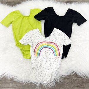 June and January 12/24 Months Short Sleeve Rainbow Green Black Bodysuit Bundle